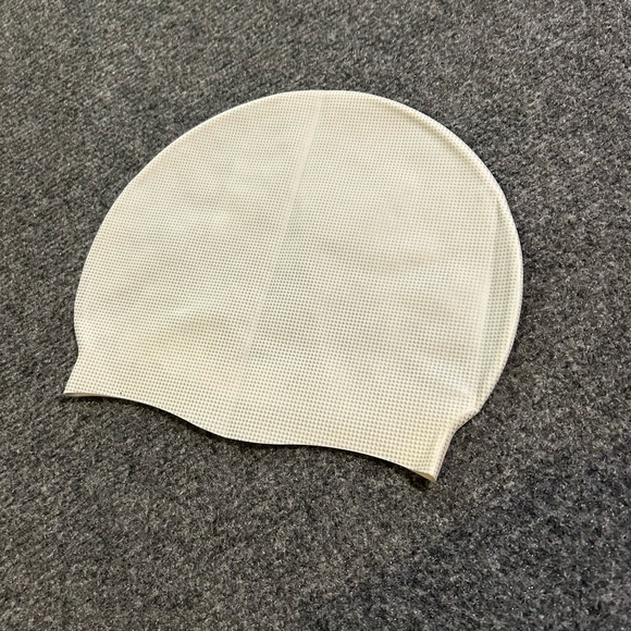 Nike Cream Swim Cap with Blue Swoosh - Picture 2 of 2